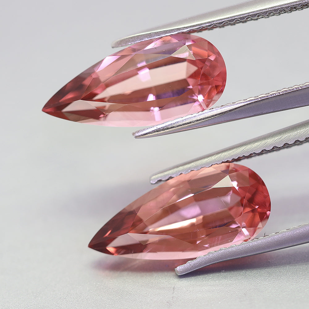 5.04Carats Pink Tourmaline Long Pear Matching pair(TR292)