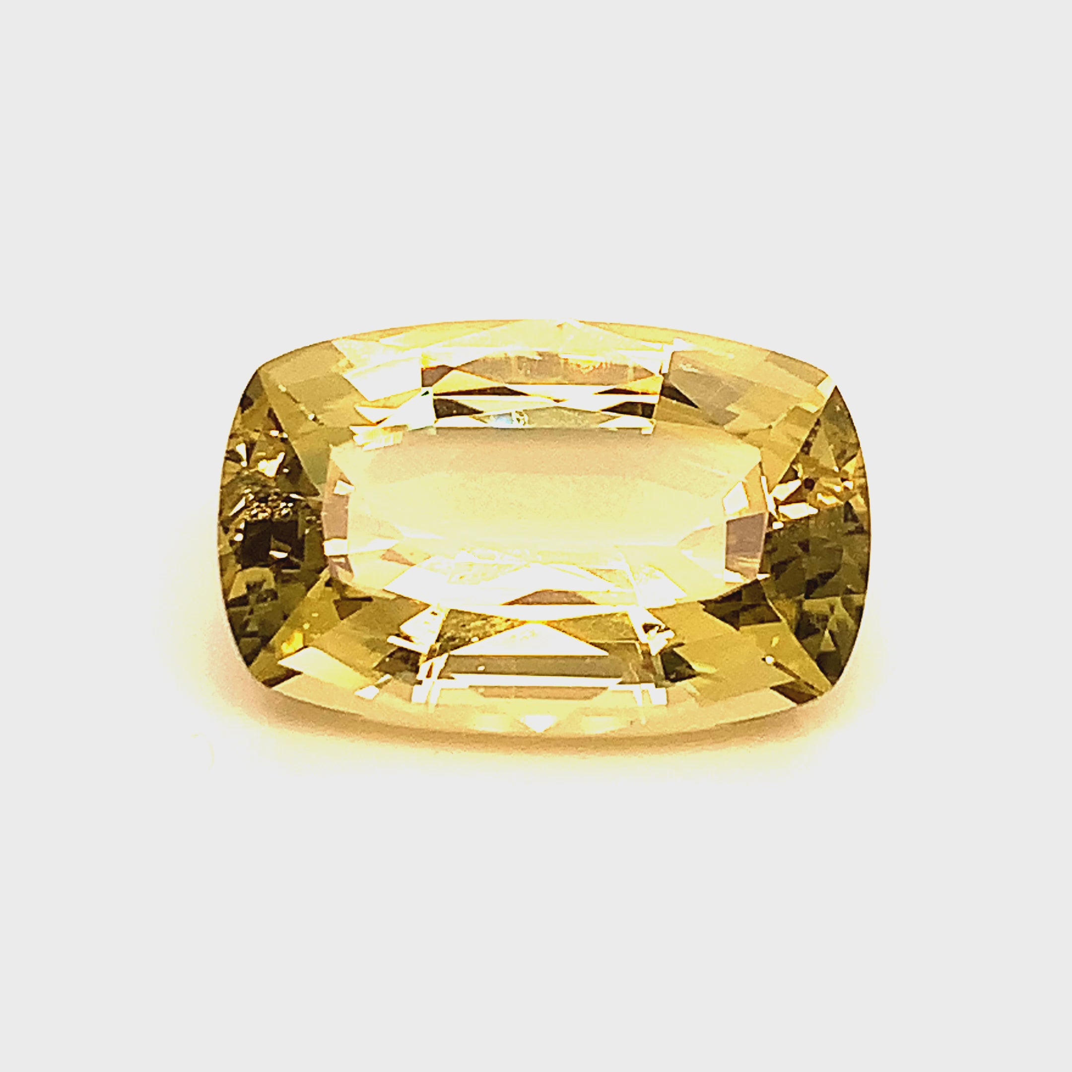 HUGE 29.38CTS YELLOW BERYL CUSHION CUT GEMSTONE (YB005)