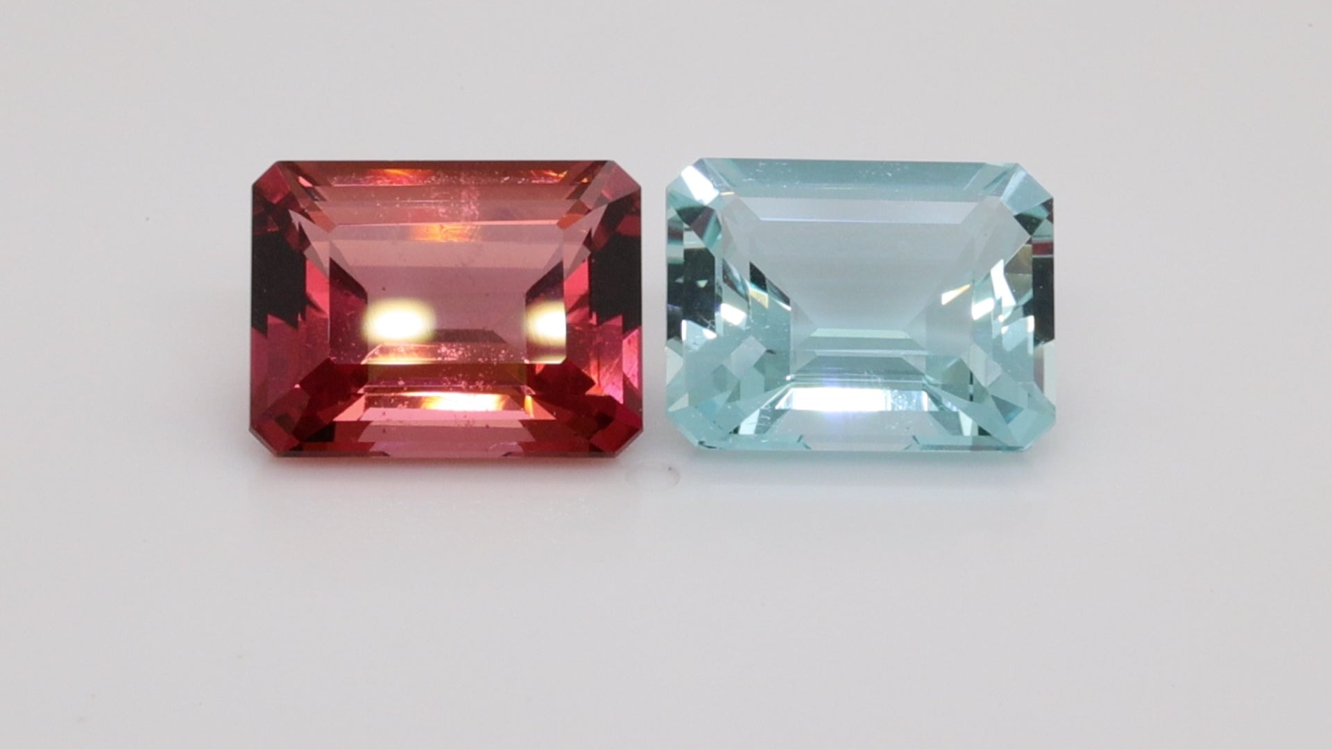 16.34 Carat Tourmaline And Aquamarine Reverse Pair  (MX057)