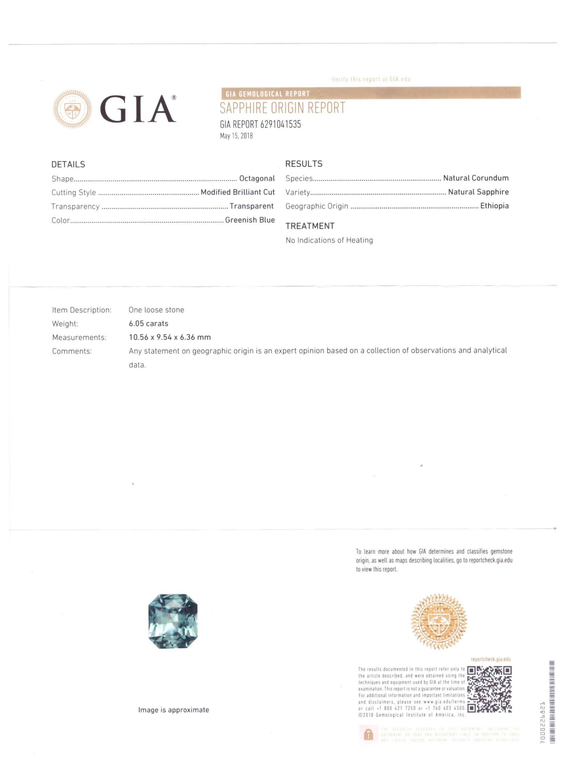 6.05 Carat Green Sapphire (SA025). - Image 2