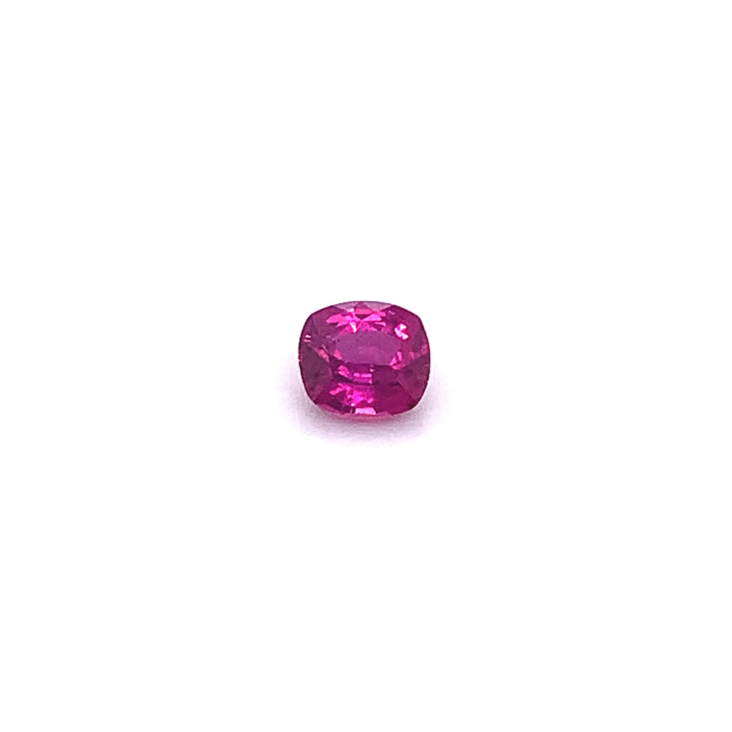 NO HEAT VIVID PINKISH RED MOZAMBIQUE RUBY BRILLIANT CUSHION STEP CUT 1.34CTS GEMSTONE (RY012)
